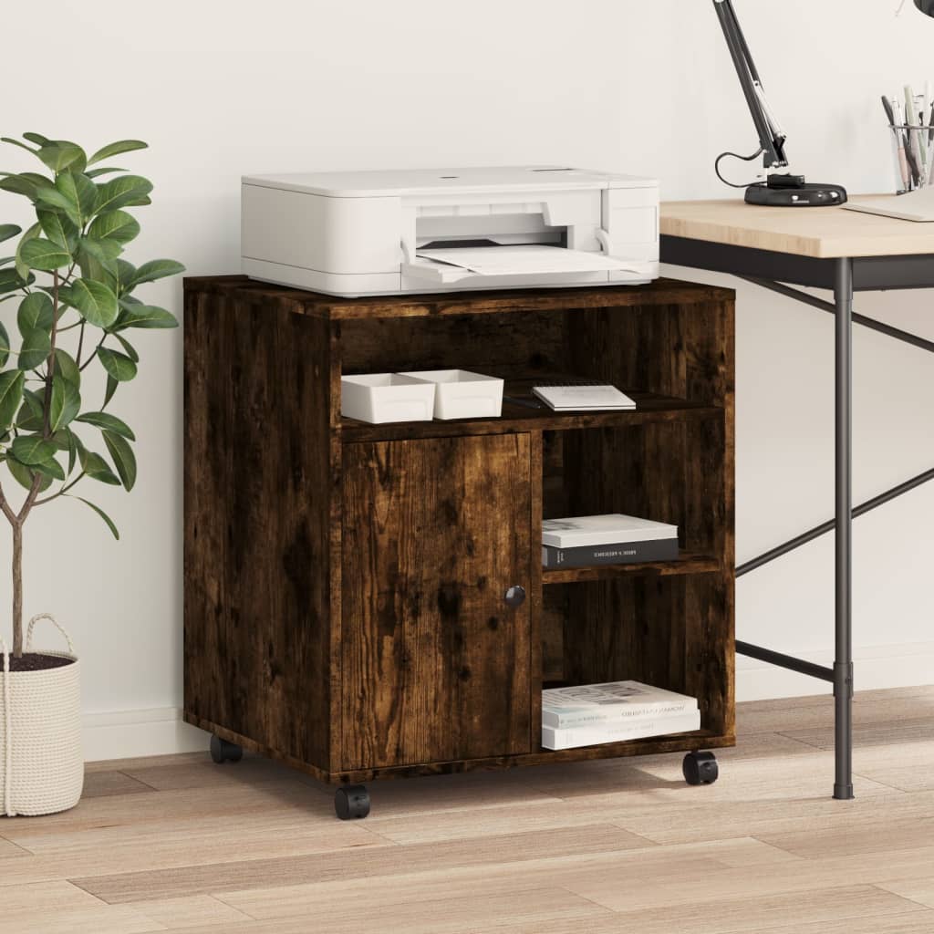 Supporto Per Stampante Con Ruote Rovere Fumo 60x50x67 cm - Image 3