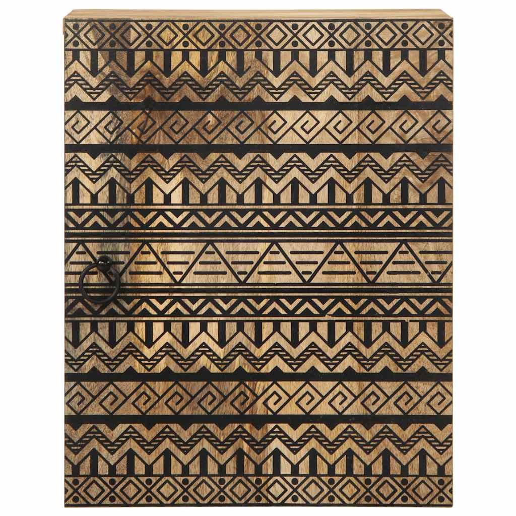 Mobile Pensile Da Bagno Nero 38x33,5x48 Cm Legno Massello Mango - Image 3