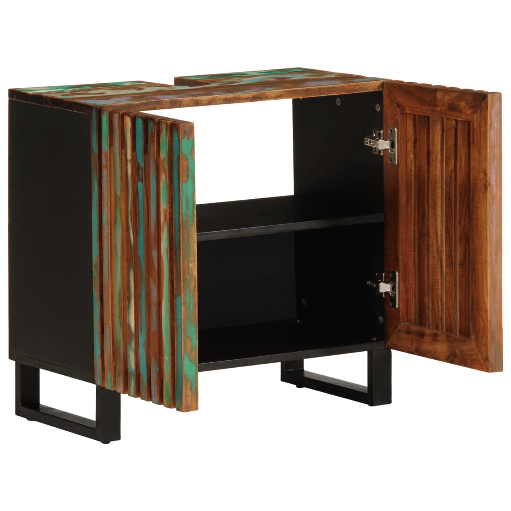 Mobile Lavabo Da Bagno 62x34x58cm In Legno Massello Di Acacia