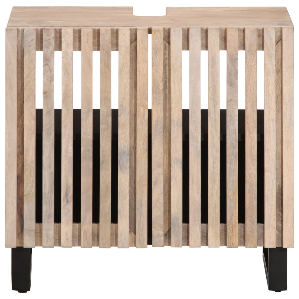 Mobile Lavabo Da Bagno 62x34x58cm In Legno Massello Di Mango - Image 3