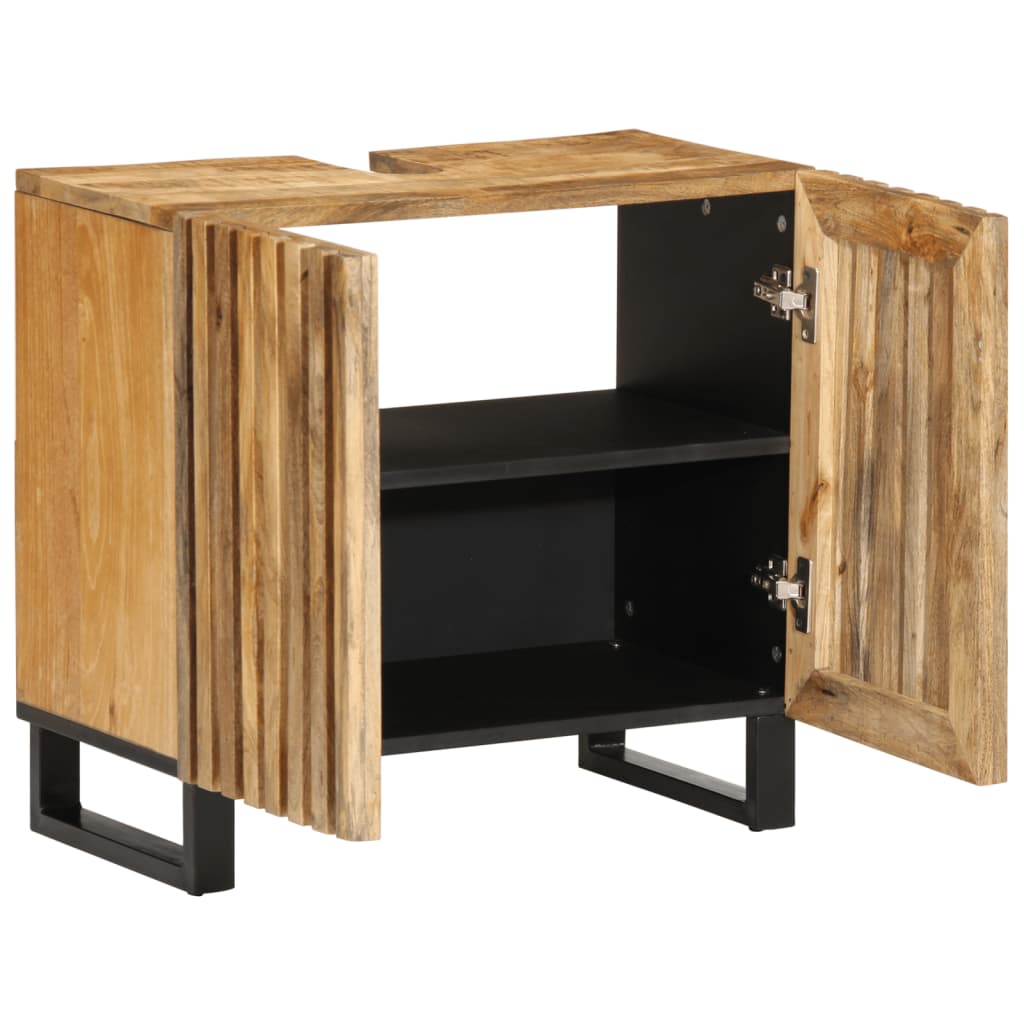 Mobile Lavabo Da Bagno 62x34x58cm Legno Massello Mango Grezzo