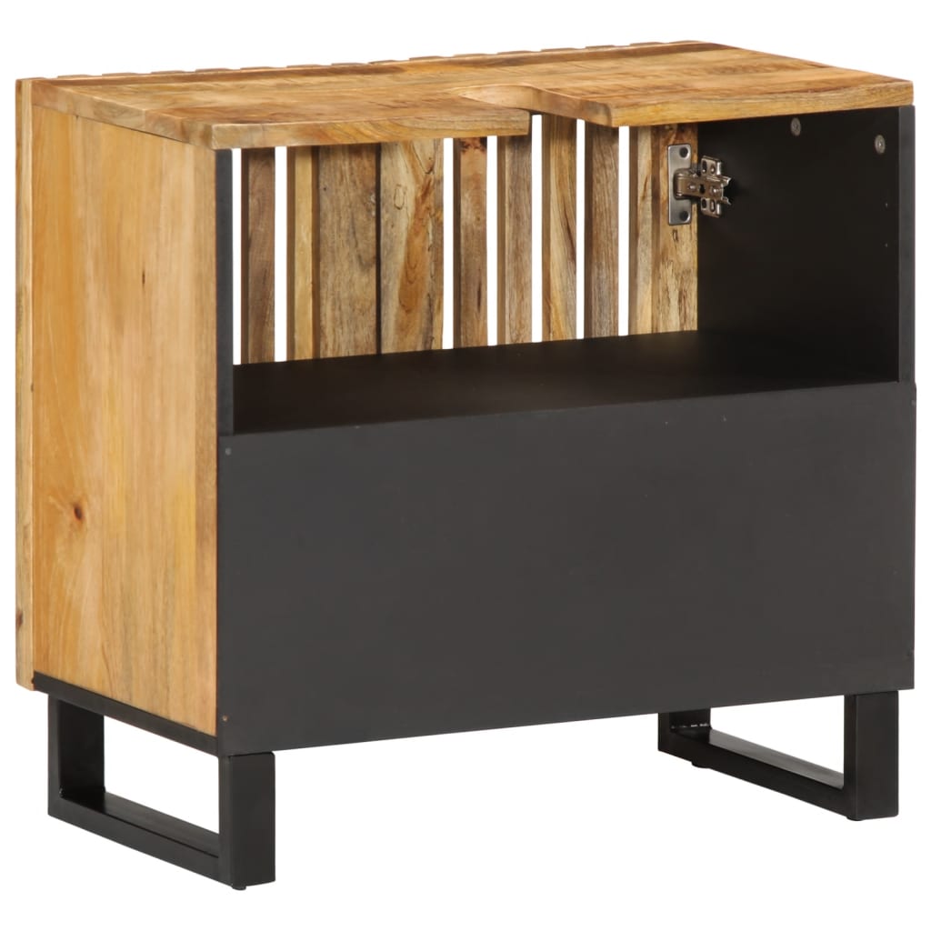 Mobile Lavabo Da Bagno 62x34x58cm Legno Massello Mango Grezzo - Image 4