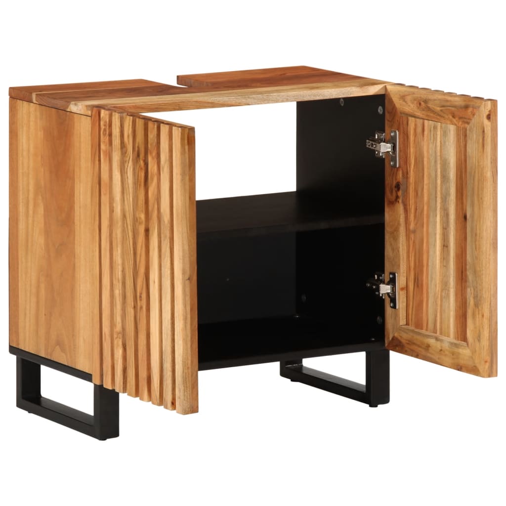Mobile Lavabo Da Bagno 62x34x58cm In Legno Massello Di Acacia
