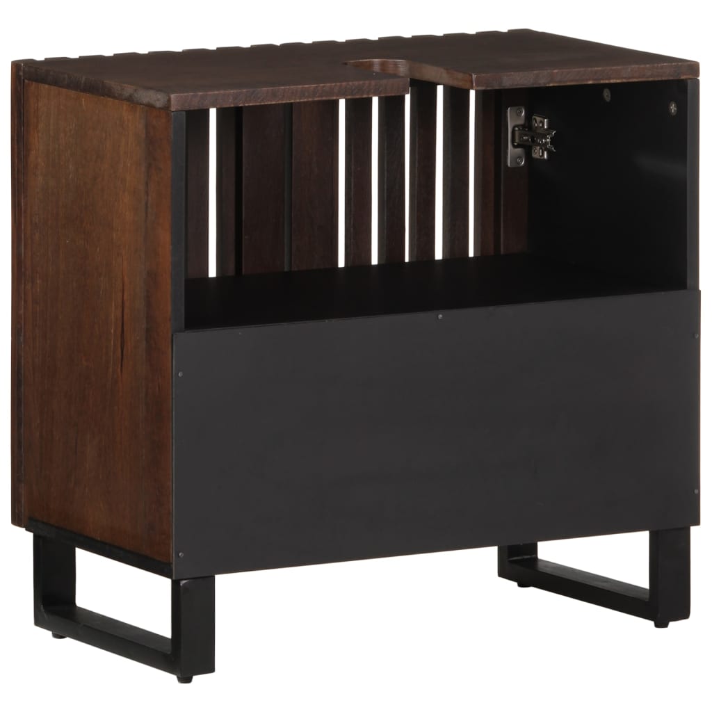 Mobile Lavabo Da Bagno 62x34x58cm Marrone Legno Massello Mango - Image 4