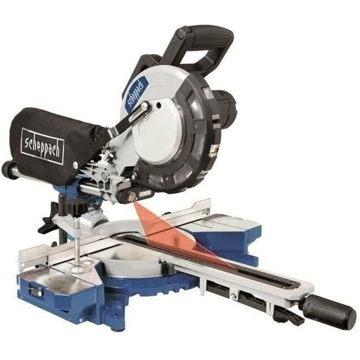 Scheppach 216 Mm Hm81lxu Sega Troncatrice Radiale Elettrica - 2000 W - Con Laser, Led E 2 Prolunghe Di Supporto