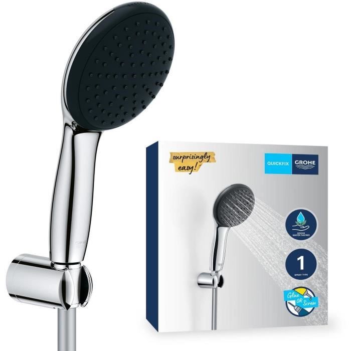 Set Doccia Con Soffione A Pioggia 1 Getto, Supporto E Flessibile Da 1,75 Mt - Grohe Vitalio Start 110 27944001 - Risparmio Idrico