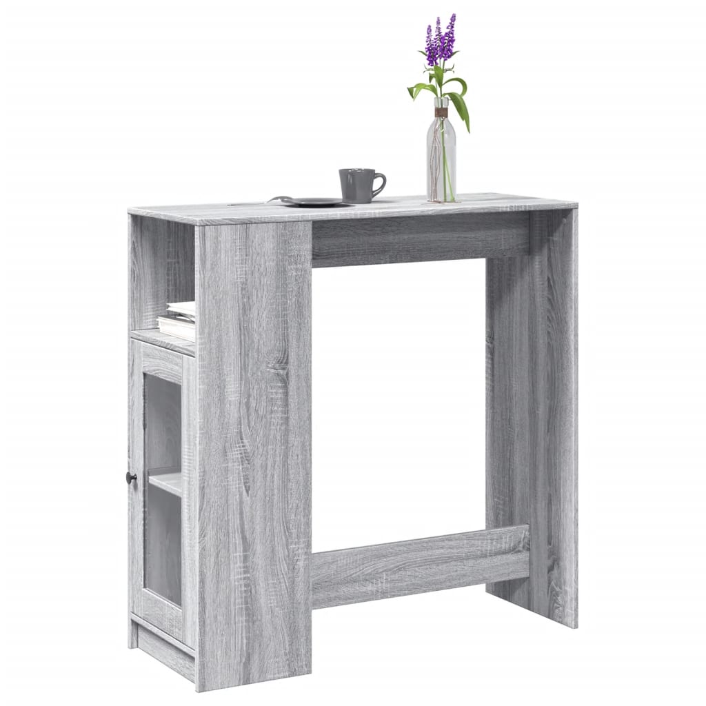 Tavolo Bar Con Rastrelliera Grigio 101x40x103,5 Cm Multistrato
