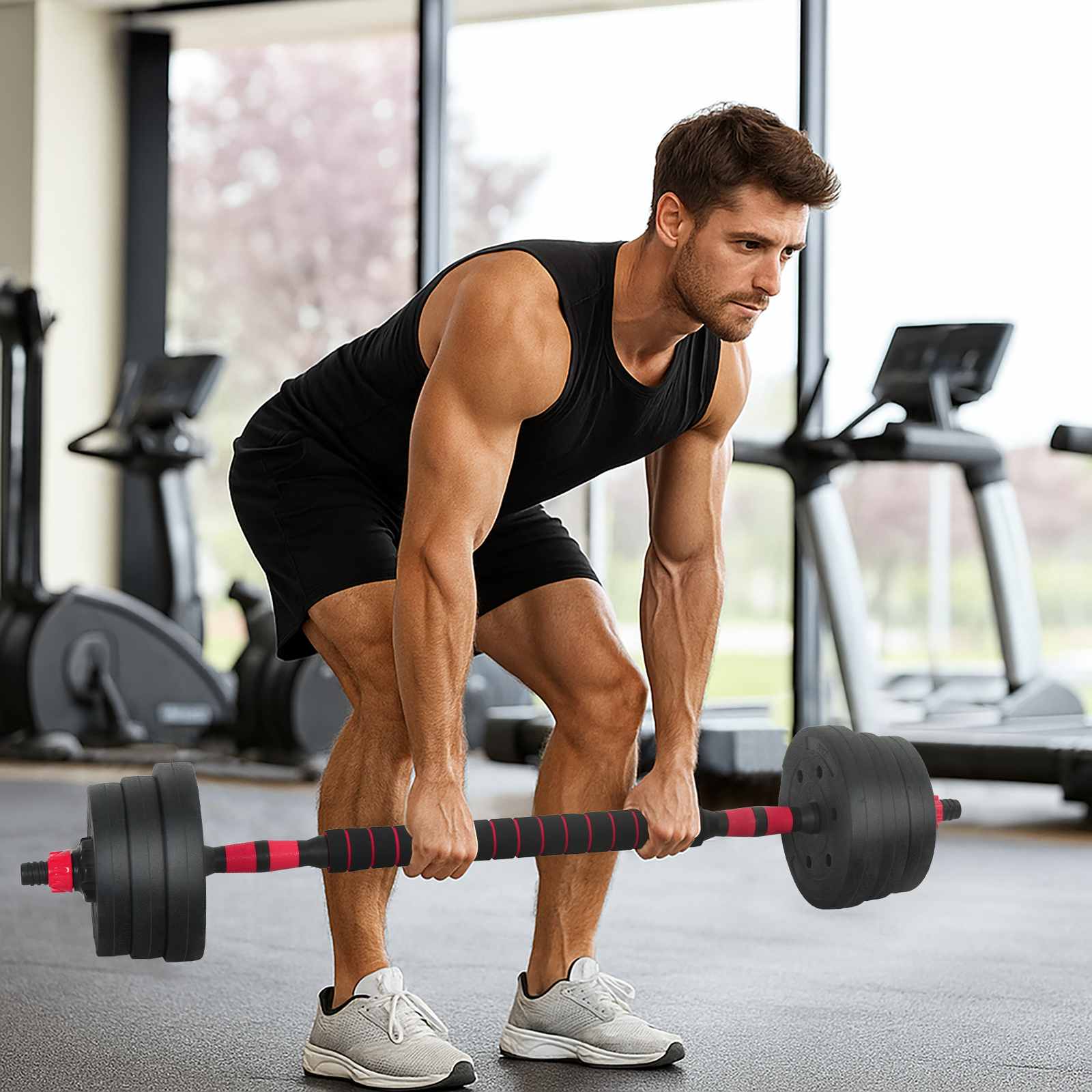 Set Di Manubri 2-IN-1 Nero E Rosso 121 X 19,5 X 19,5 cm - Image 3