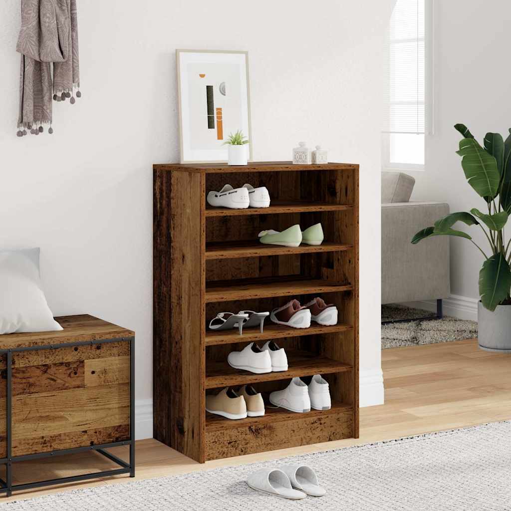 Scarpiera Legno Antico 60x35x92 Cm In Legno Multistrato