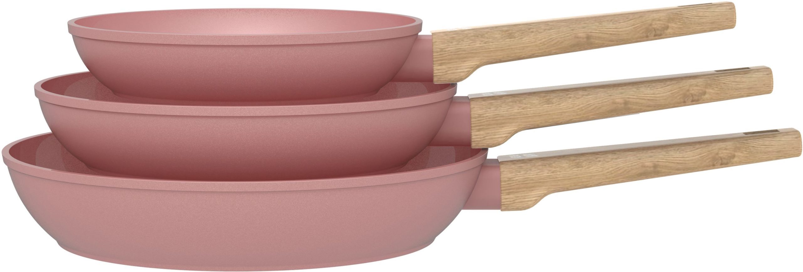 Set Di 3 Padelle - Adatto A Tutti I Piani Cottura, Inclusa L'induzione - Arthur Martin - Am5388 - Rivestimento In Ceramica - Ø 20-24-28 Cm - Rosa