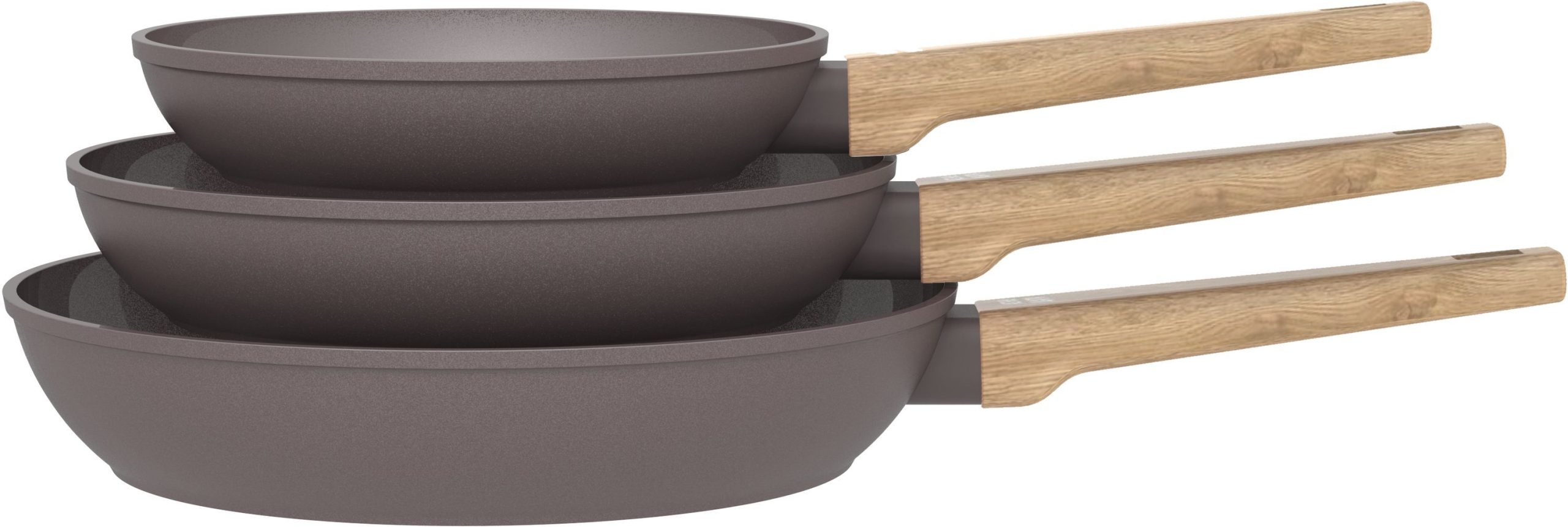 Set Di 3 Padelle - Adatto A Tutti I Piani Cottura, Inclusa L'induzione - Arthur Martin - Am1052 - Rivestimento In Ceramica - Ø 20-24-28 Cm - Tortora