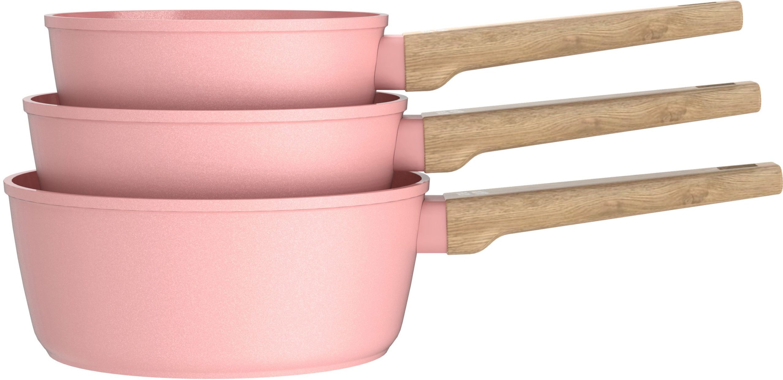 Set Di 3 Pentole - Adatto A Tutti I Piani Cottura, Inclusa L'induzione - Arthur Martin - Am0702 - Rivestimento In Ceramica - Ø 16-18-20 Cm - Rosa