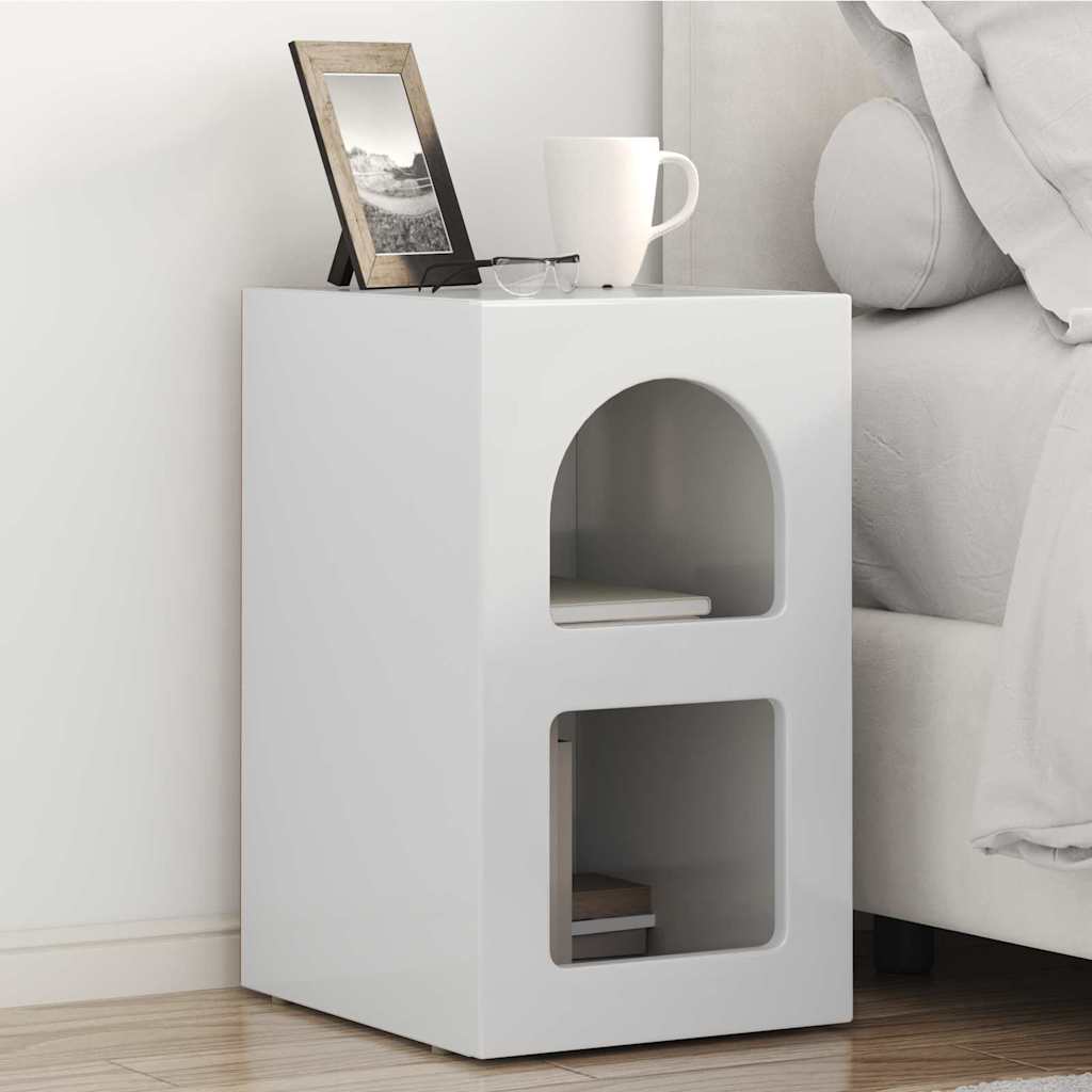 Comodino 2 Pcs Bianco Lucido 29.5 X 35 X 50 cm