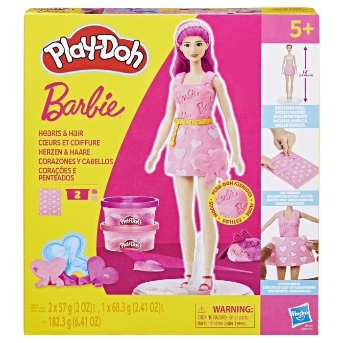 PlaY-Doh Barbie Cuori E Capelli, Set Di Pasta Modellabile