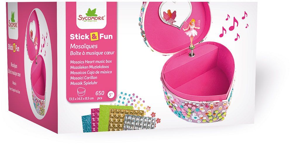 Mosaici 3d - Sicomoro - Stick'n Fun - Carillon A Forma Di Cuore - Dai 5 Anni In su