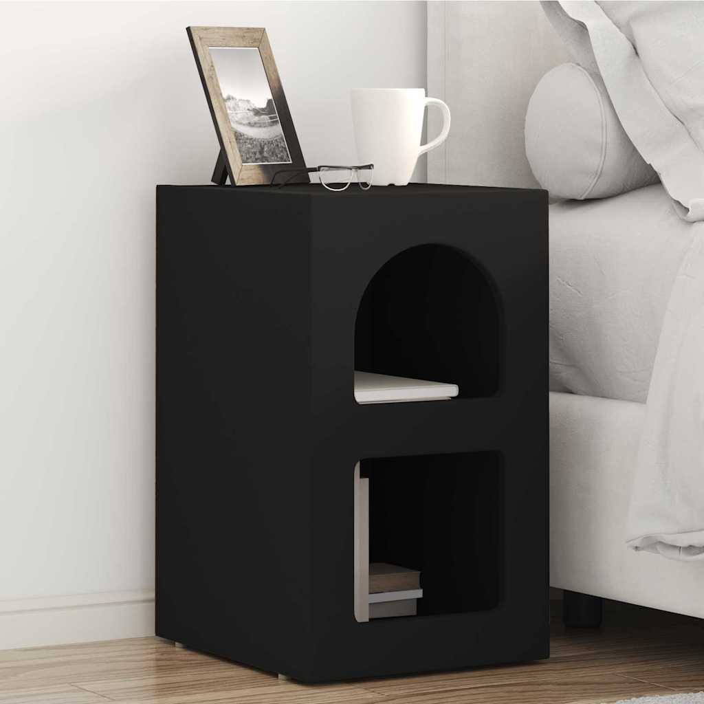 Comodino 2 Pcs Nero 29.5 X 35 X 50 Cm Legno Multistrato