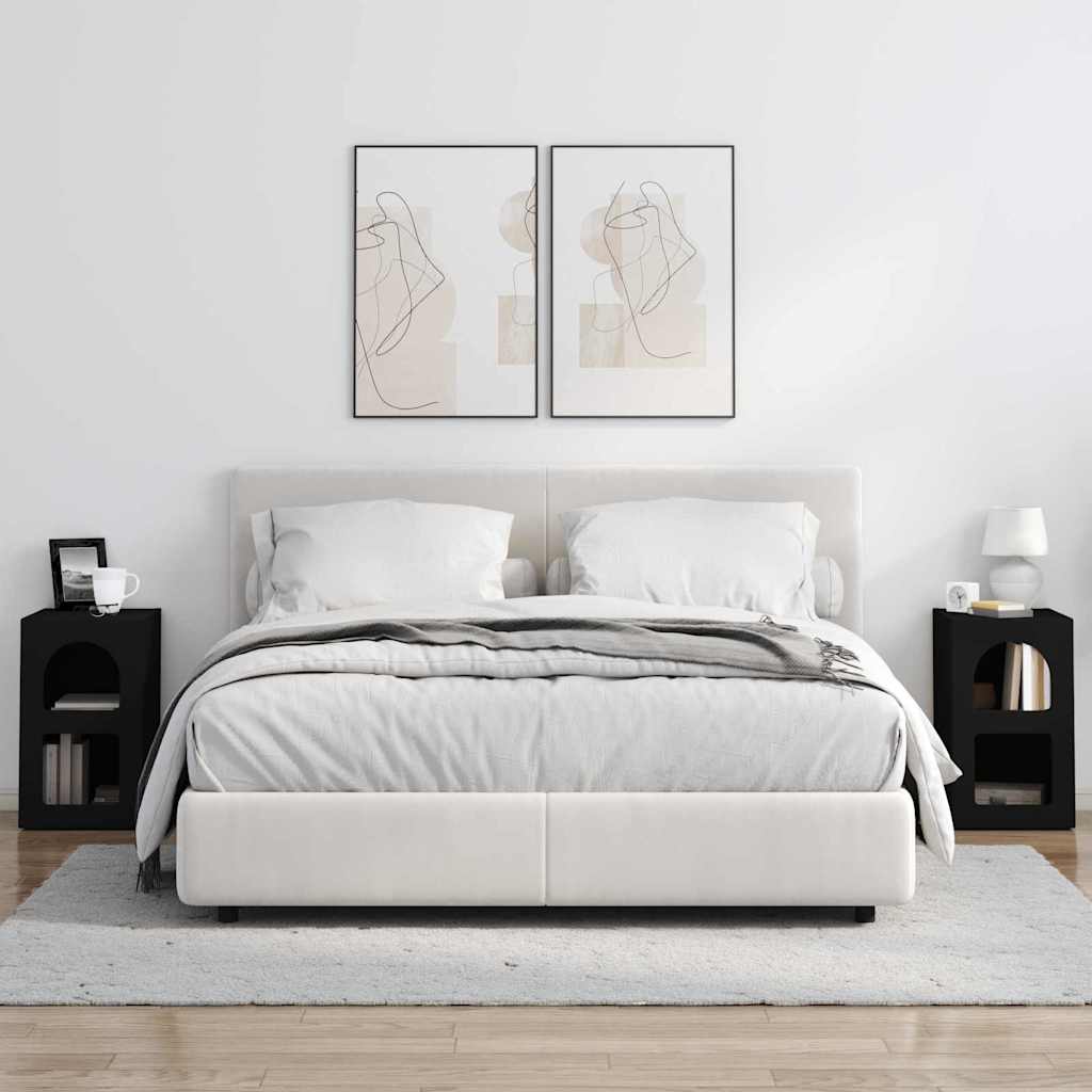 Comodino 2 Pcs Nero 29.5 X 35 X 50 Cm Legno Multistrato - Image 4
