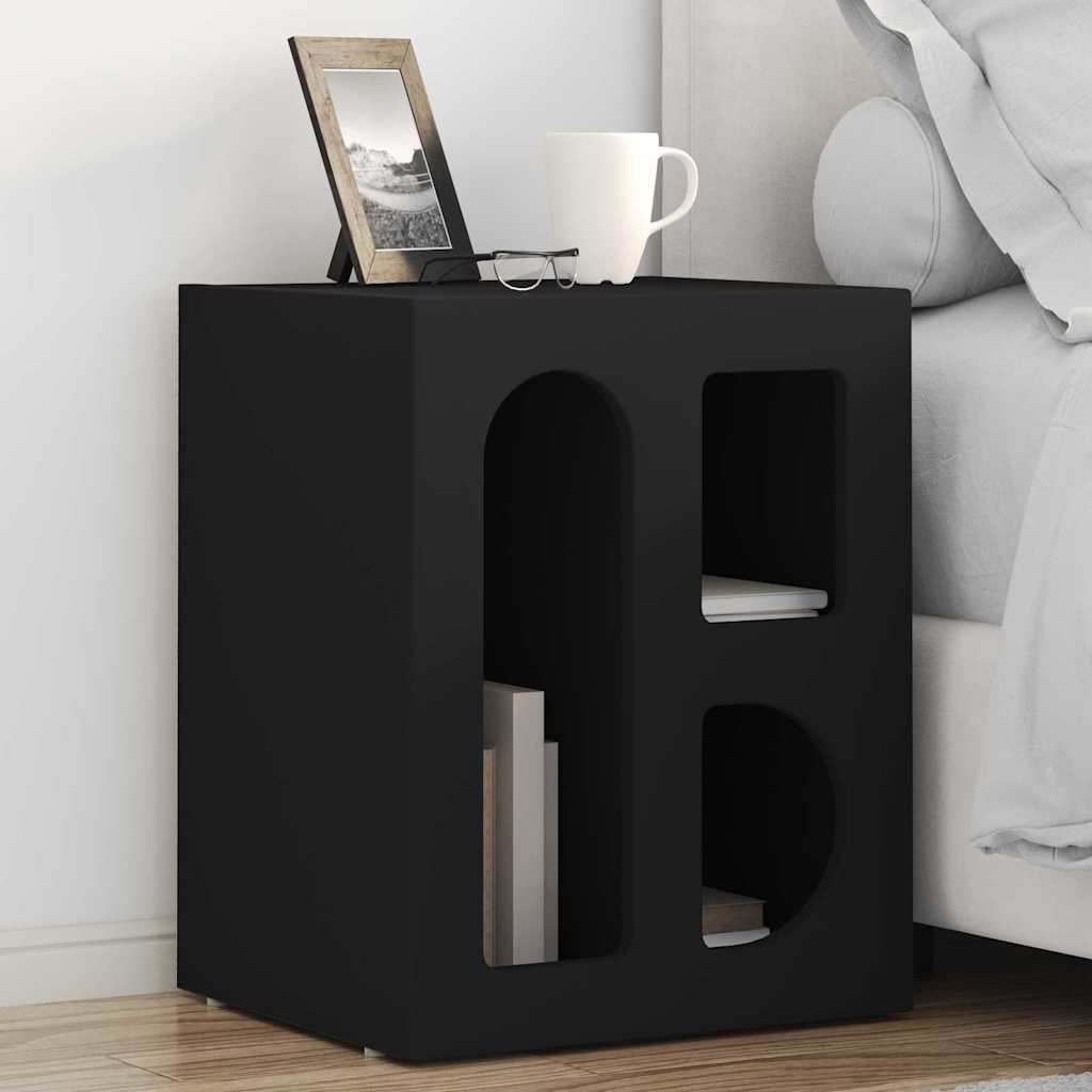 Comodino 2 Pcs Nero 40 X 35 X 50 Cm Legno Multistrato