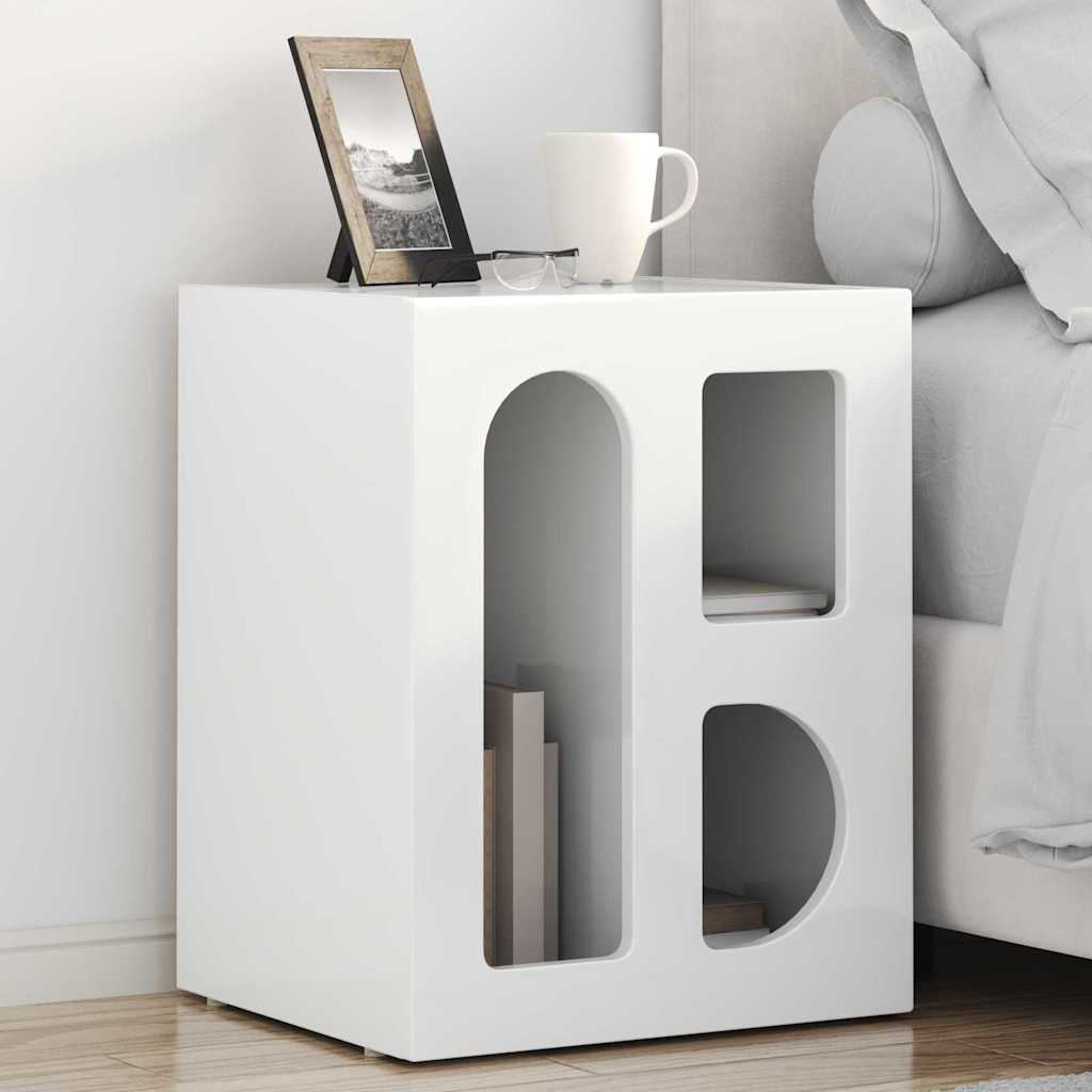Comodino 2 Pcs Bianco Lucido 40 X 35 X 50 Cm Legno Multistrato