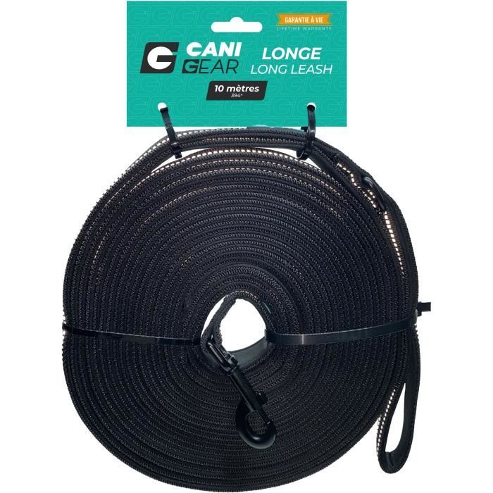 Cordino Per Cani - Cani Gear - 10 M - Neoprene Morbido Con Maniglia - Nero