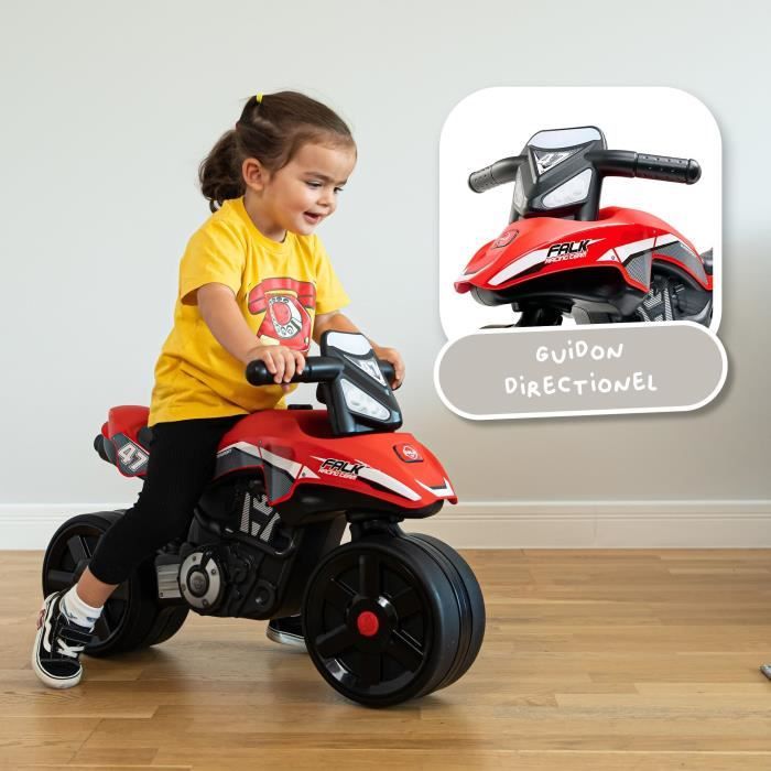 Bicicletta Senza Pedali Falk Moto Racing Team - Ruote Larghe E Manubrio Sterzante - Prodotto In Francia - 40% Plastica Riciclata - Dai 2 Anni In su