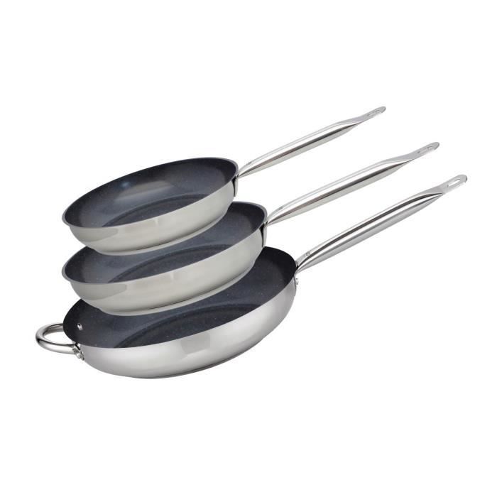 Set Di 3 Padelle Per Induzione - Elo - Professional - Acciaio Inox 18/10 Elodur - Ø 24-28 E 32 cm