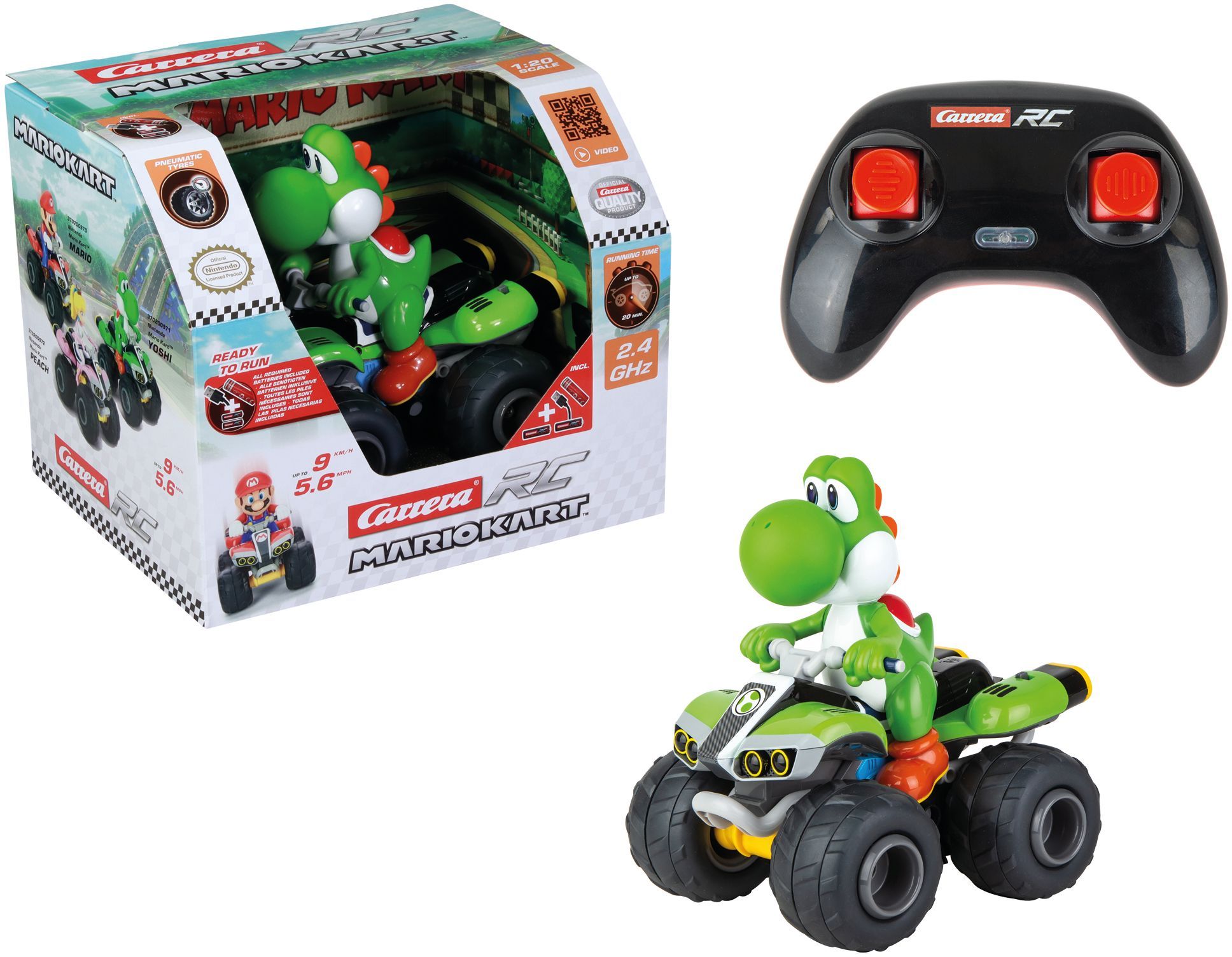 Auto Telecomandata Yoshi Quad, 2,4 Ghz, Scala 1:20, Carrera Mario Kartâ„¢, Dai 6 Anni In su