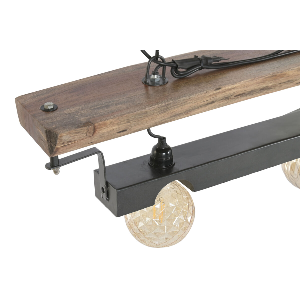 Lampadario Home Esprit Marrone Nero Ferro Acacia 116 X 16 X 26 cm - Image 4