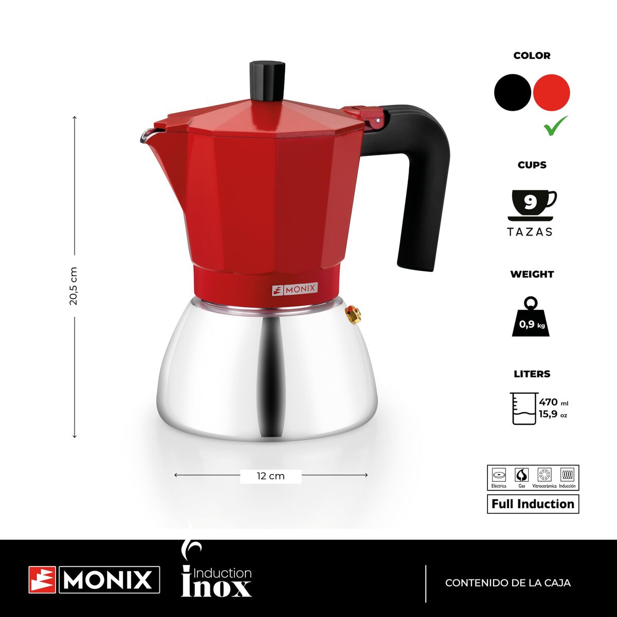 Caffettiera Italiana Bra Inox Red 9t Rosso 470 ml - Image 4