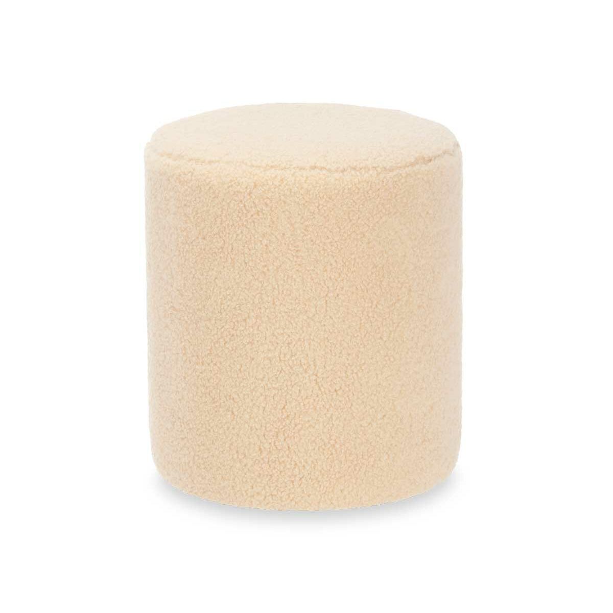 Puff Gift Decor Beige Stoffa Legno Mdf