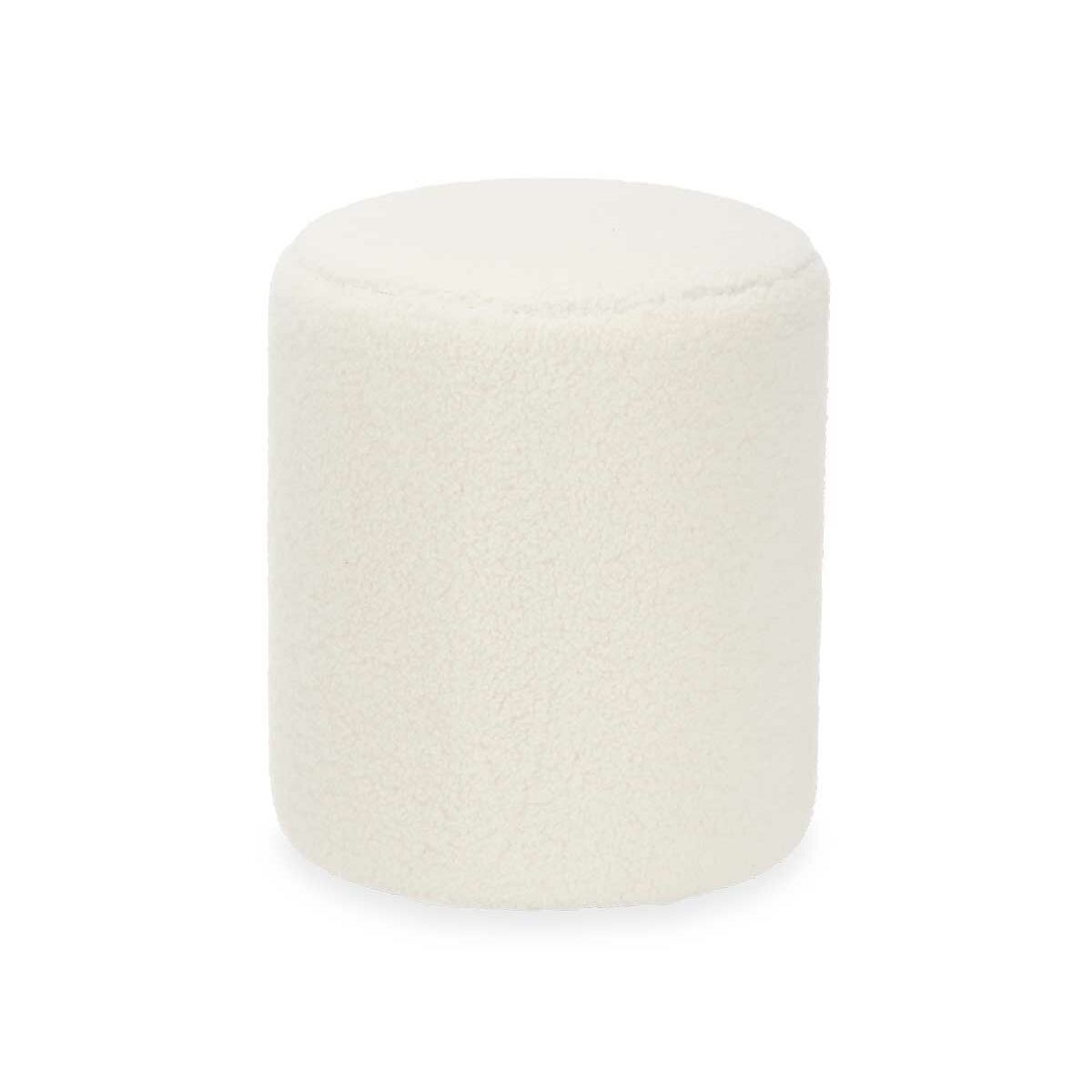Puff Gift Decor Bianco Stoffa Legno Mdf