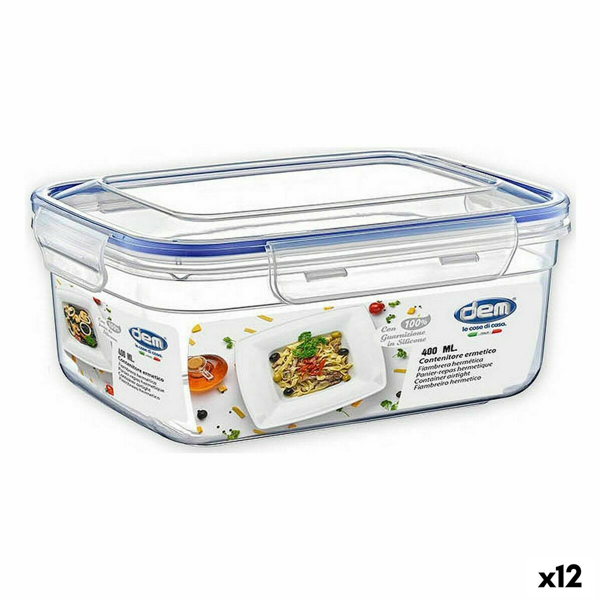 Porta Pranzo Ermetico Dem Rettangolare 400 Ml (12 Unità)