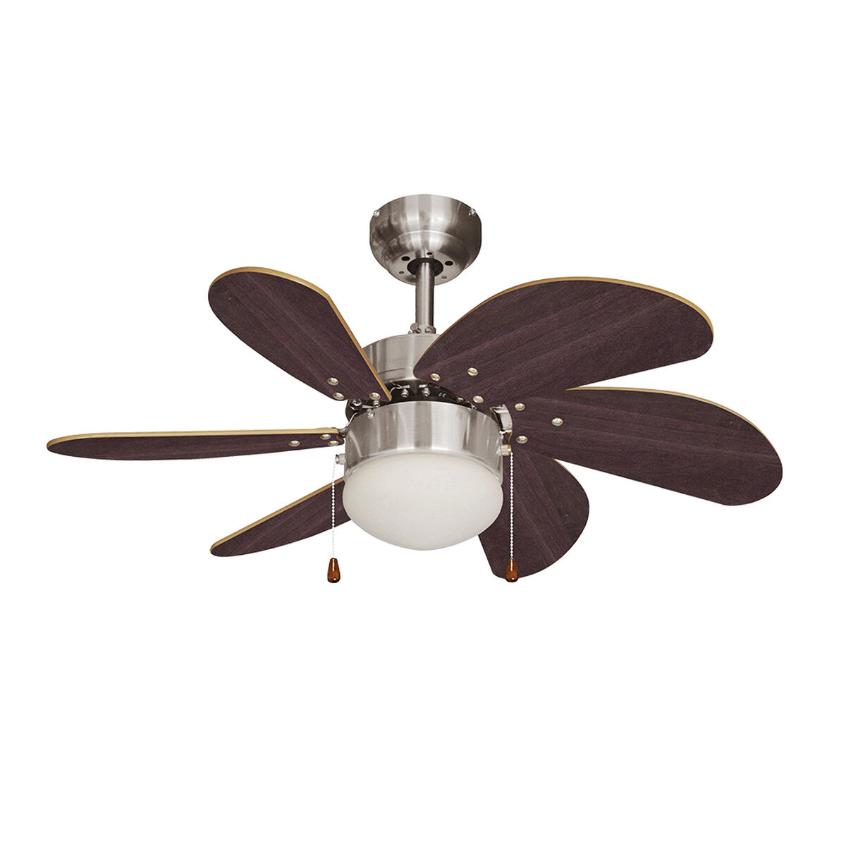 Ventilatore Da Soffitto Con Luce Edm 33984 Aral Wengue Nichel 50 W