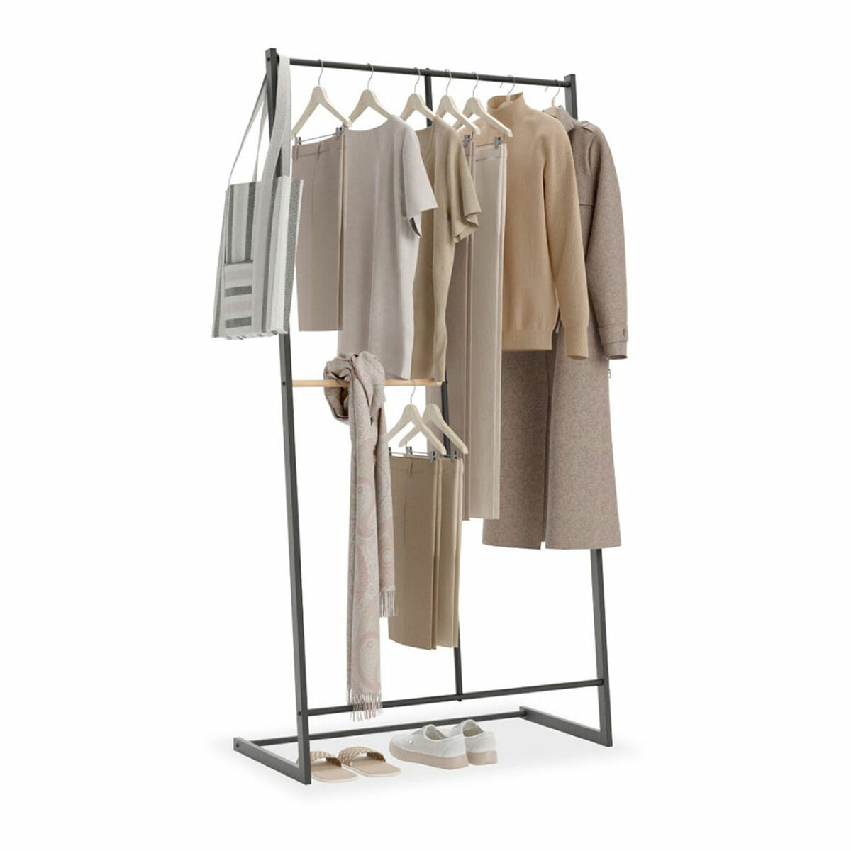 Attaccapanni Da Terra Newlux Hangy One 15 Nero Metallo 80 X 40 X 160 cm