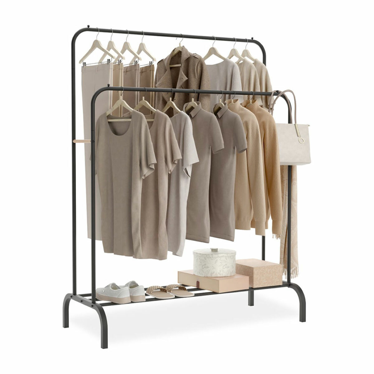 Attaccapanni Da Terra Newlux Hangy Duo 30 Nero Metallo 115 X 50 X 150 cm