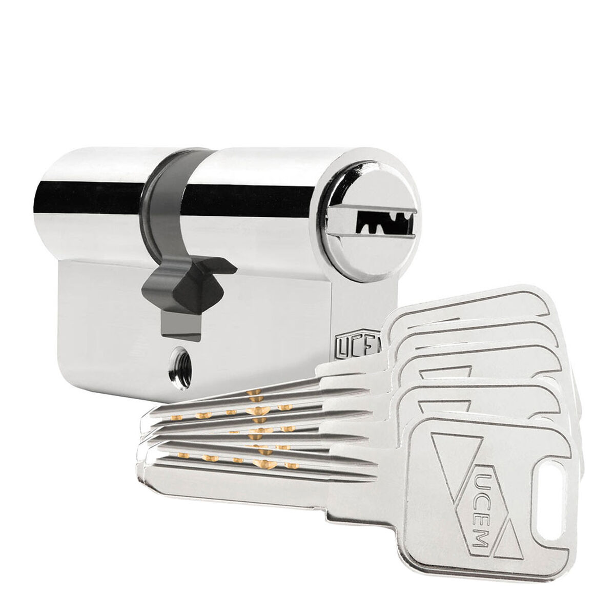 Cilindro Di Sicurezza Ucem 2000s2ln3338ll Europeo Leva Lunga 33 X 38 Mm Ottone