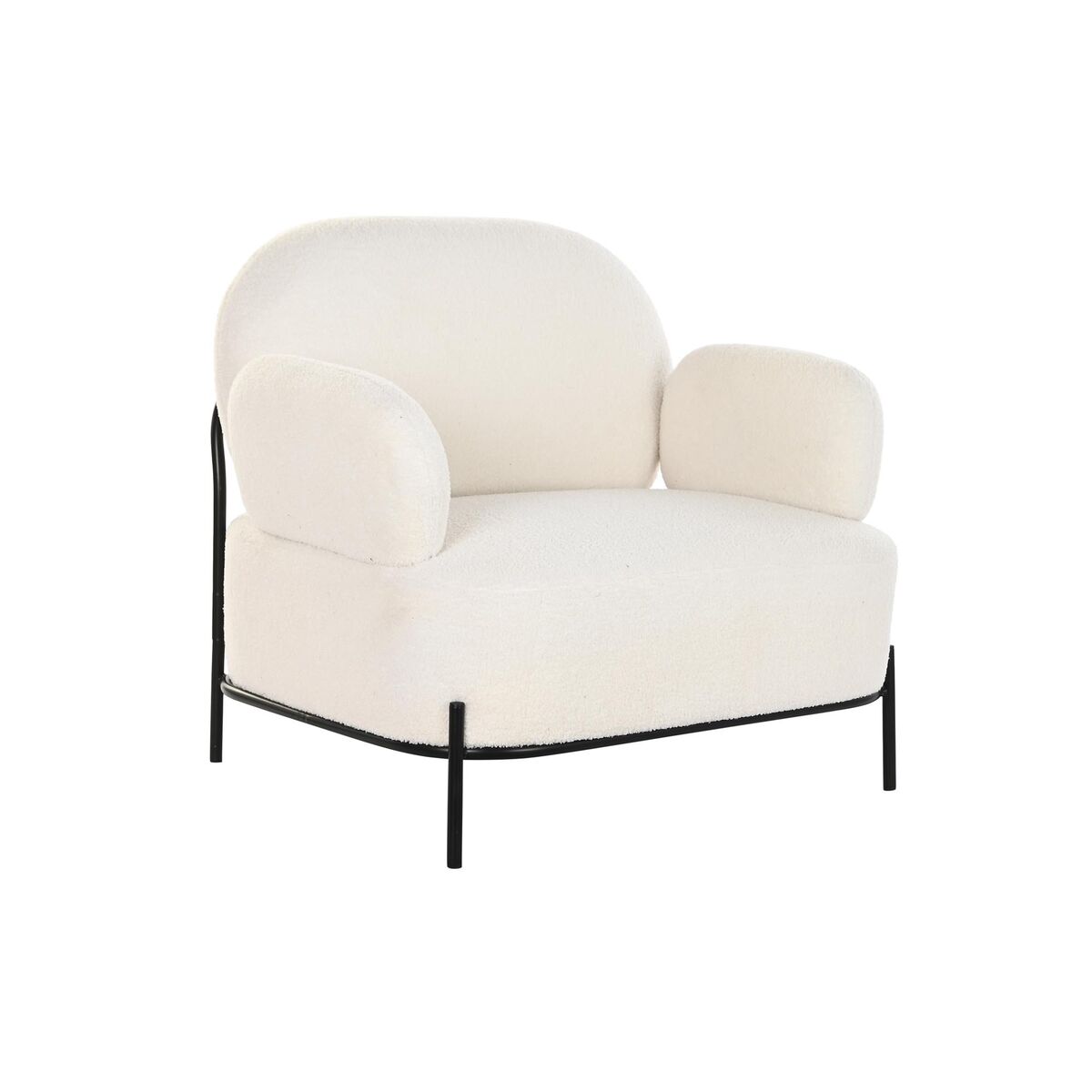 Poltrona Dkd Home Decor 86 X 74 X 77 Cm Nero Metallo Bianco