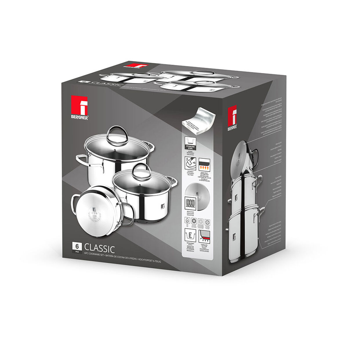 Batteria Da Cucina Bergner Classic Argentato 6 Pezzi - Image 5