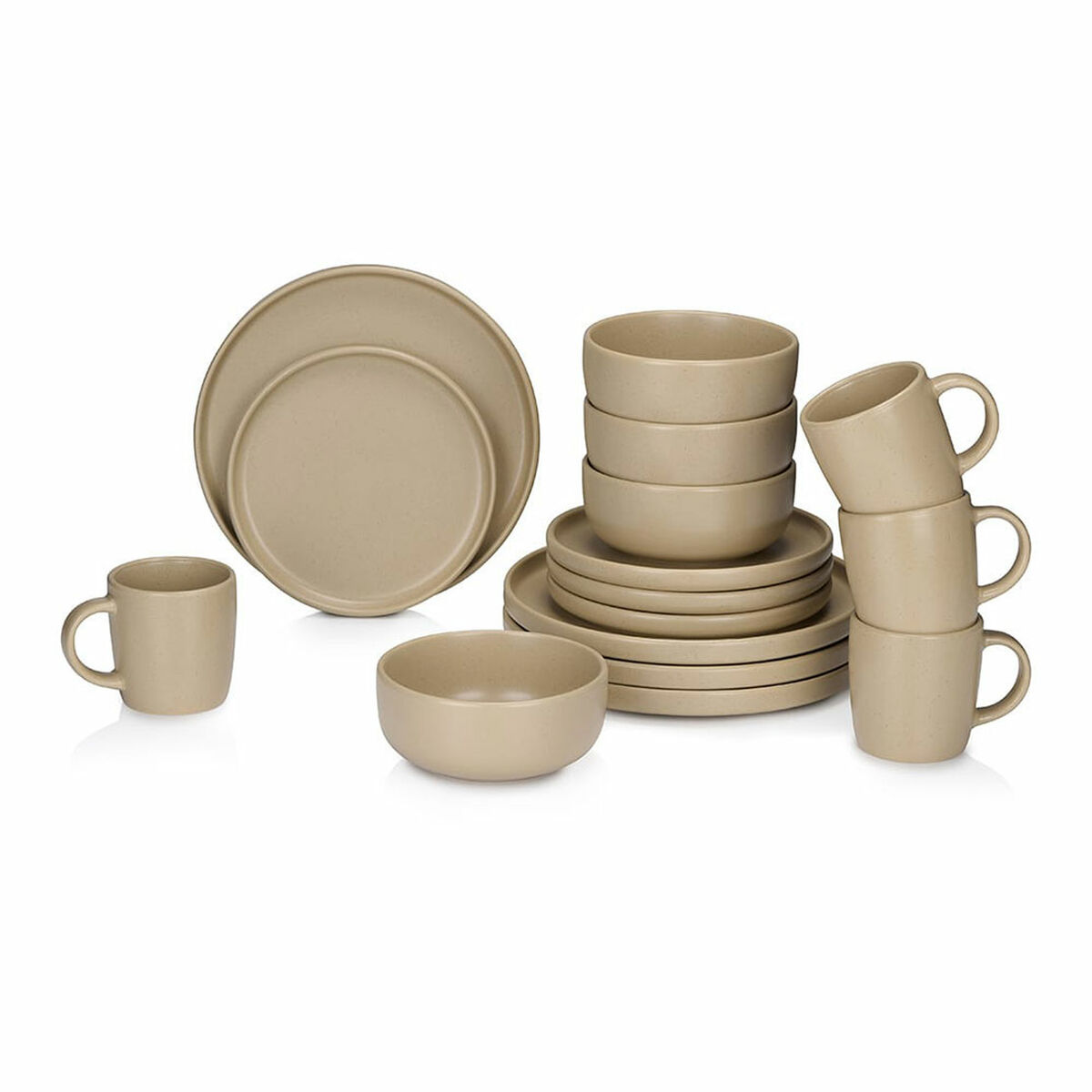 Servizio Di Piatti Alpina Taupé Ceramica 16 Pezzi (4 Unità)