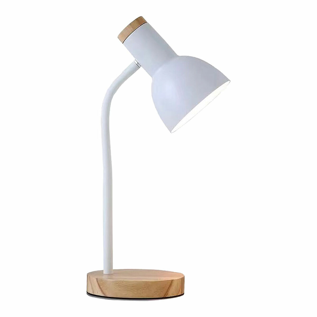 Lampada Da Scrivania Edm 32015 Bianco Naturale Legno Acciaio 40 W 12 X 17 X 45 cm