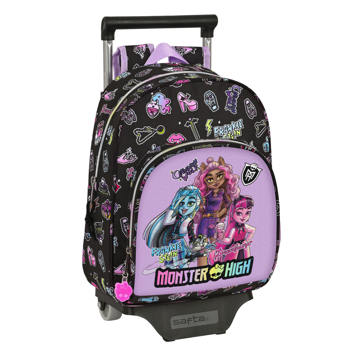 Trolley Per La Scuola Monster High Creep Nero 28 X 34 X 10 cm