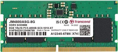 Transcend Jetram - Ddr5 - Modul - 8 Gb - So Dimm 262-Pin - 4800 Mhz / Pc5-38400 - Cl40 - 1.1 V - Ungepuffert - ON-Die Ecc (jm4800asG-8g)