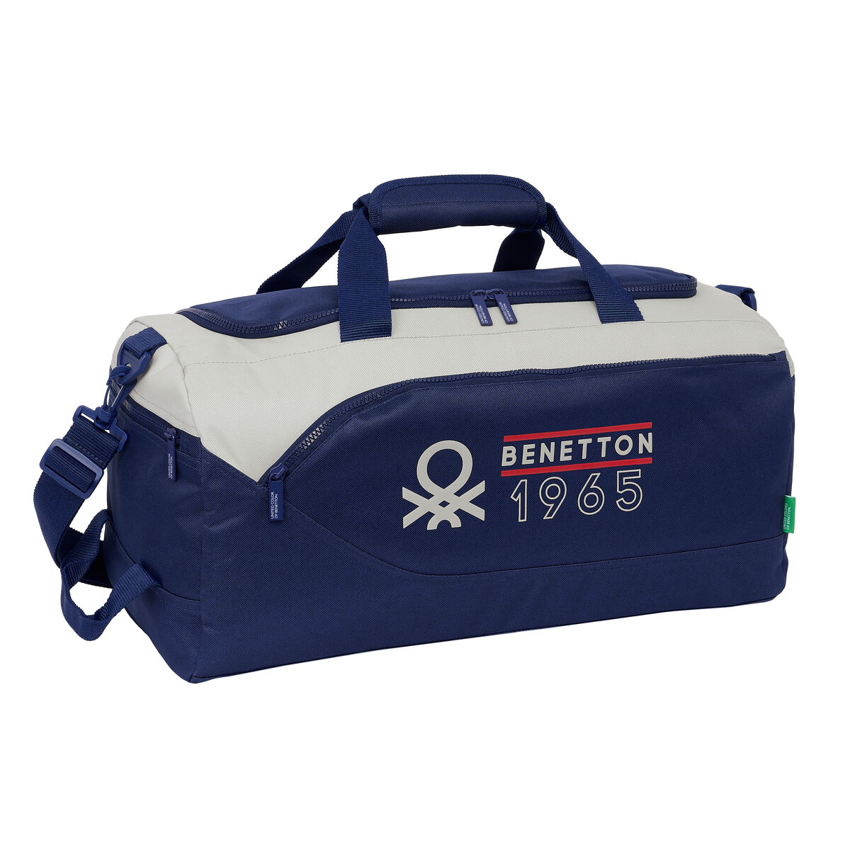 Borsa Da Palestra Benetton Varsity Grigio Blu Marino 50 X 25 X 25 cm