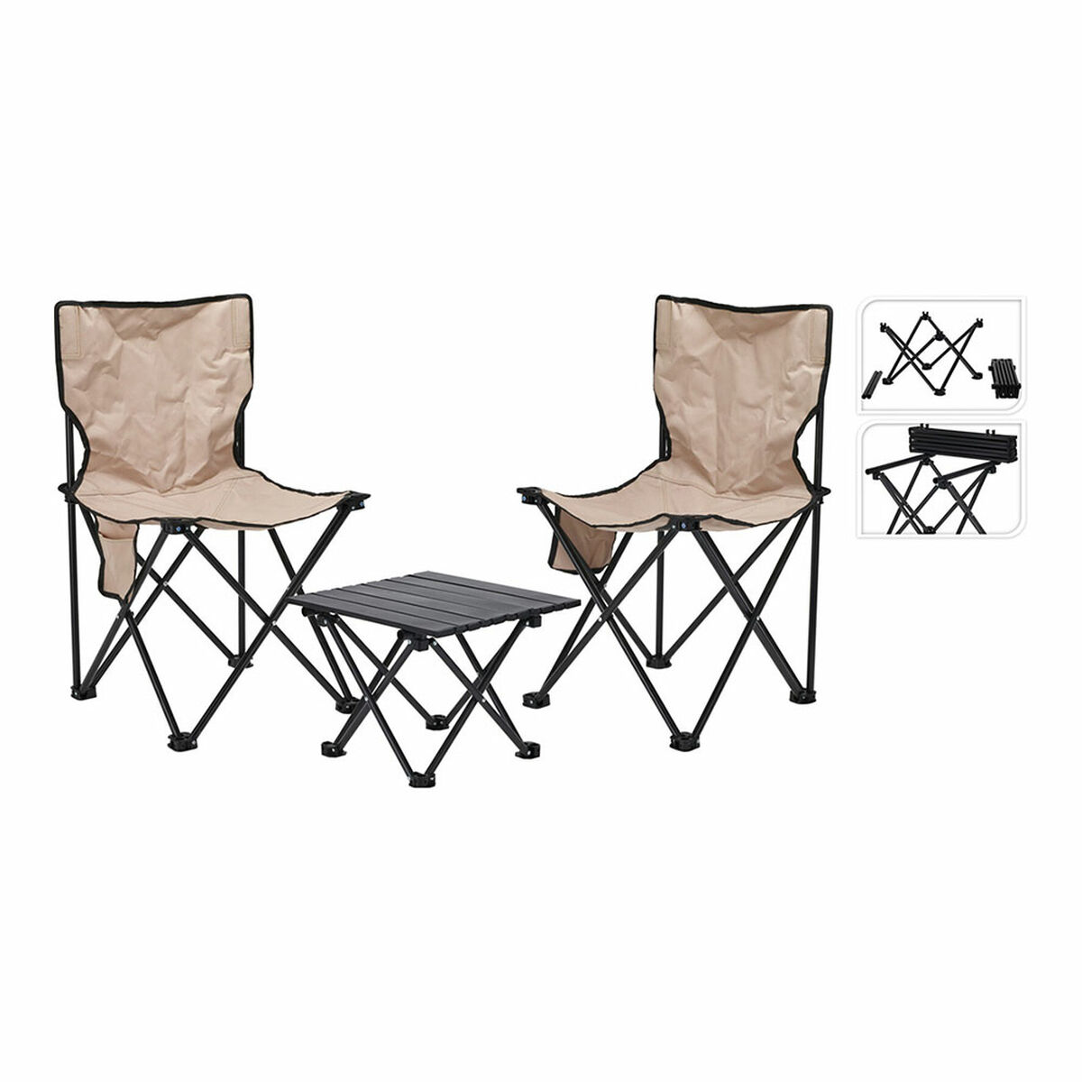 Tavolo Con 2 Sedie Lifetime Nero Crema 42 X 42 X 72 cm