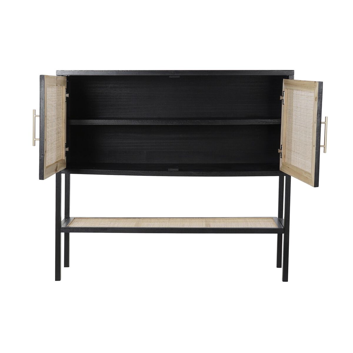 Credenza Dkd Home Decor Nero Naturale Alluminio Legno Di Paulownia Legno Mdf 110 X 30 X 100 cm - Image 3