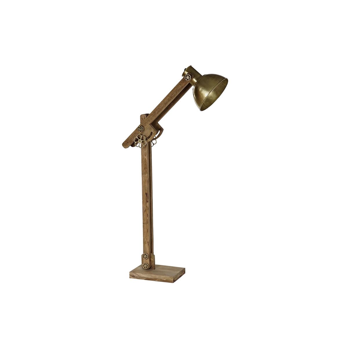 Lampada Da Terra Dkd Home Decor 85 X 25 X 140 Cm Dorato Metallo Marrone Legno Di Mango