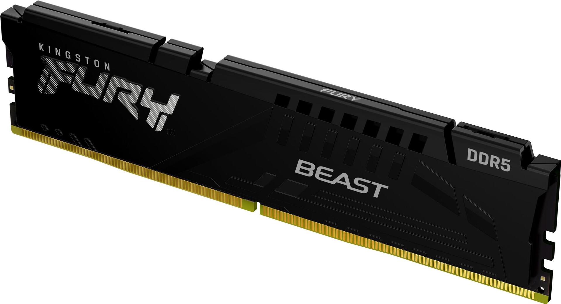 Kingston Fury Beast - Ddr5 - Modul - 8gb - Dimm 288-Pin - 6000 Mhz / Pc5-48000 - Cl30 - ON-Die Ecc - Schwarz (kf560c30bbE-8)