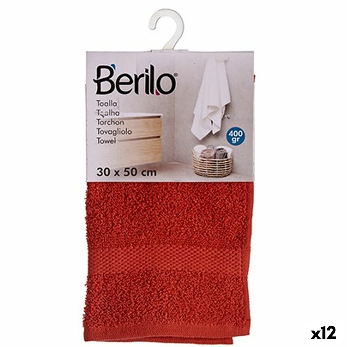 Telo Da Bagno Berilo Teja 80 % Cotone 20 % Poliestere 30 X 50 Cm (12 Unità)