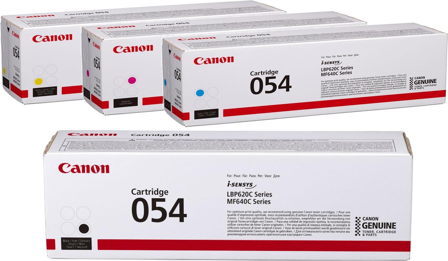 Canon Original 054 4er Multipack Toner - Schwarz 1.500 Seiten, Cyan, Magenta, Gelb Je 1.200 Seiten (3024c002set)