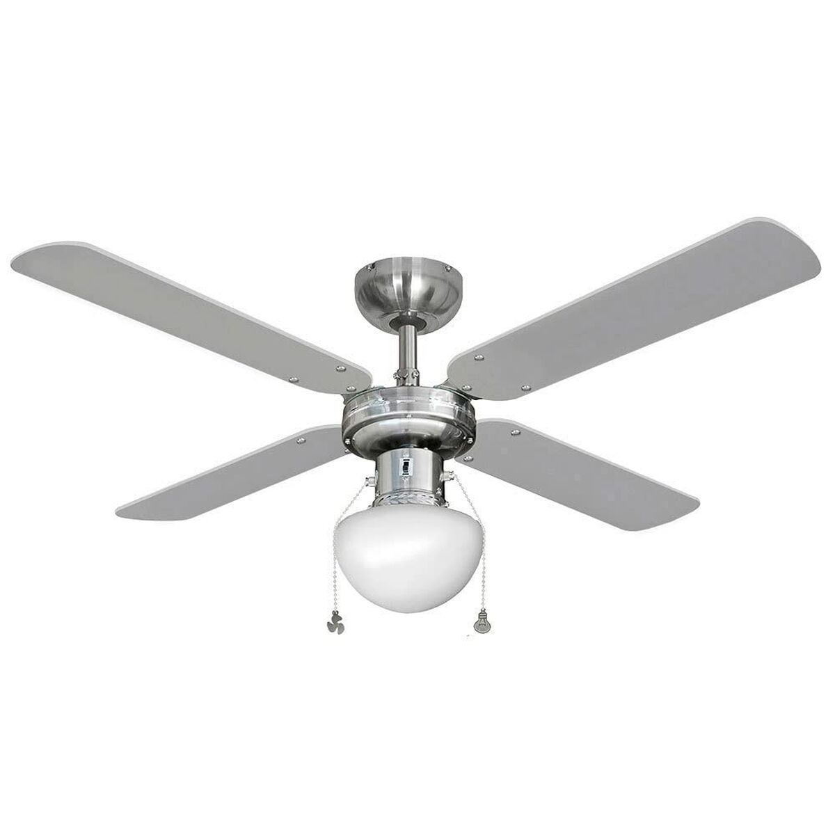 Ventilatore Da Soffitto Con Luce Edm 33801 Caribe Argentato 50 W